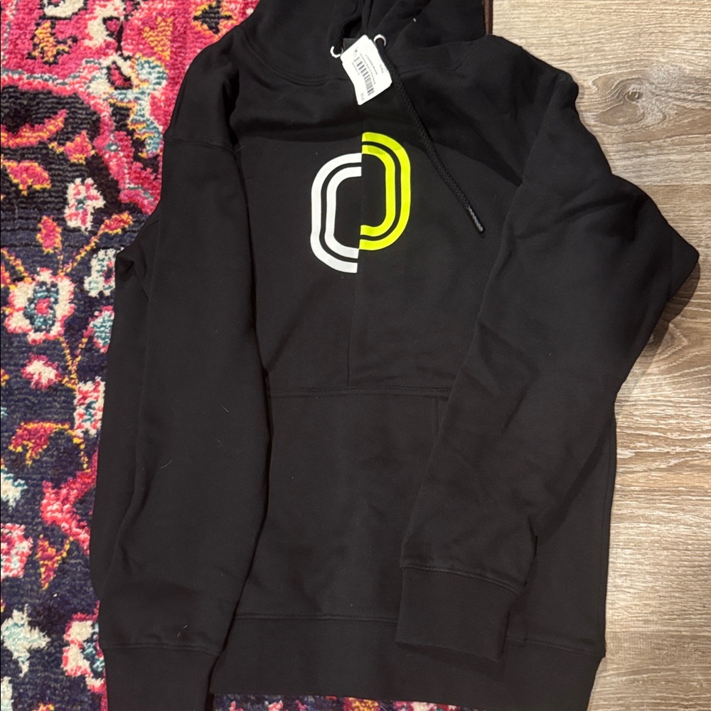 Overtime. Men’s Med Black Hoodie with Geometric Design